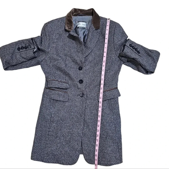 ROFA White Label Wool Tweed Blazer Velvet Collar Academia Mod Brown Size 10 - Picture 9 of 9